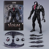 Figurine venom marvel legends noire avec motifs blancs éclairs et langue rouge en boîte collection marvel legends
