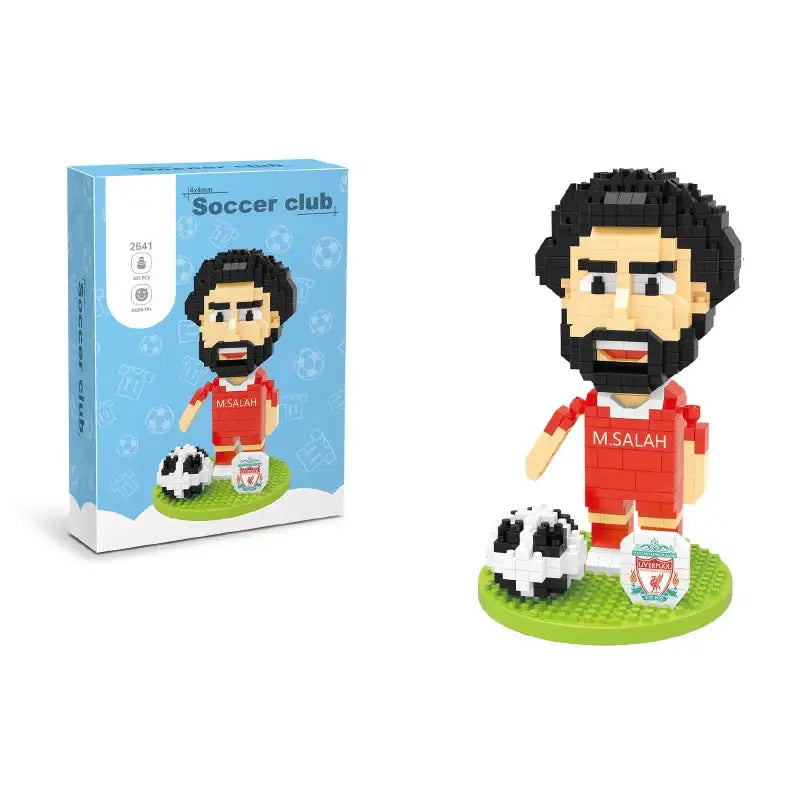 Figurines micro blocs micro blocs figurine pixelisée rouge et noir de mohamed salah en maillot liverpool
