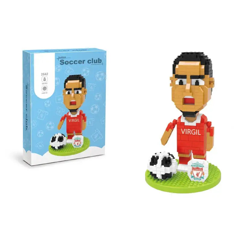 Figurines micro blocs micro lego style footballeur rouge et noir en maillot liverpool virgil taille miniature