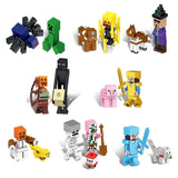 Une collection de figurines minecraft lego moc colorées en plastique compatibles lego pour collection et jeu