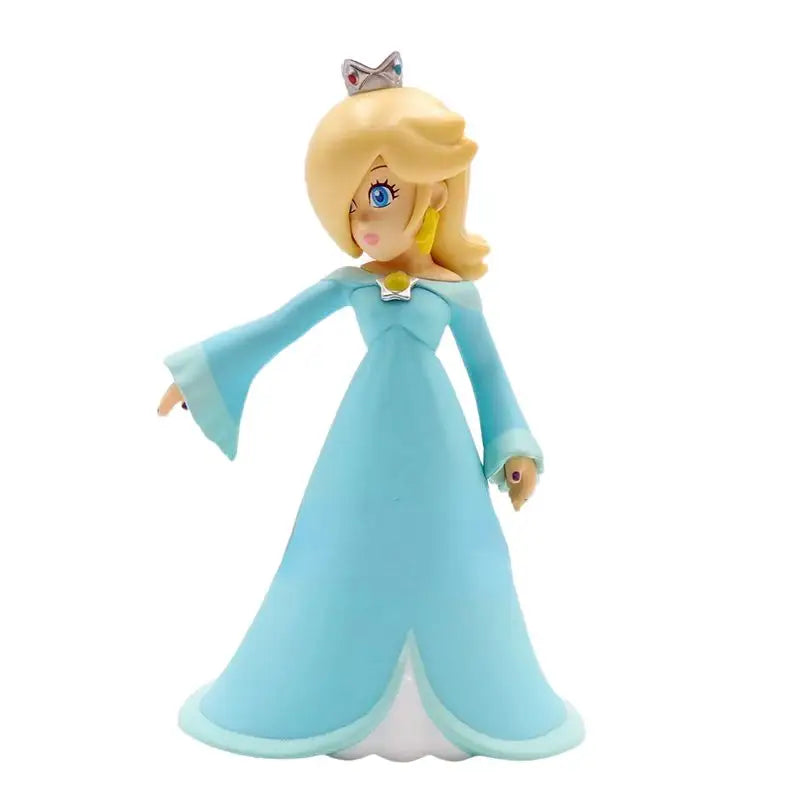 Figurines princesses rosalina featuring a light blue peach figurine with blonde hair silver crown and yellow earrings