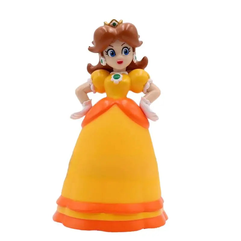 Figurines princesses rosalina avec figurine plastique jaune et orange de princess daisy au diadème vert l’univers féérique