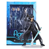 Figurines articulées sword art online kirito en armure noire et argentée avec tenues iconiques en pose dynamique