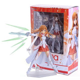 Figurine articulée Asuna en armure blanche et rouge avec épée verte lumineuse des tenues iconiques sword art online kirito