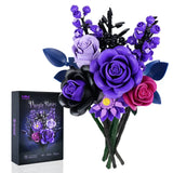 Bouquet vibrant de fleurs en briques à assembler avec roses violettes réalistes, tiges réglables pour décoration intérieure originale