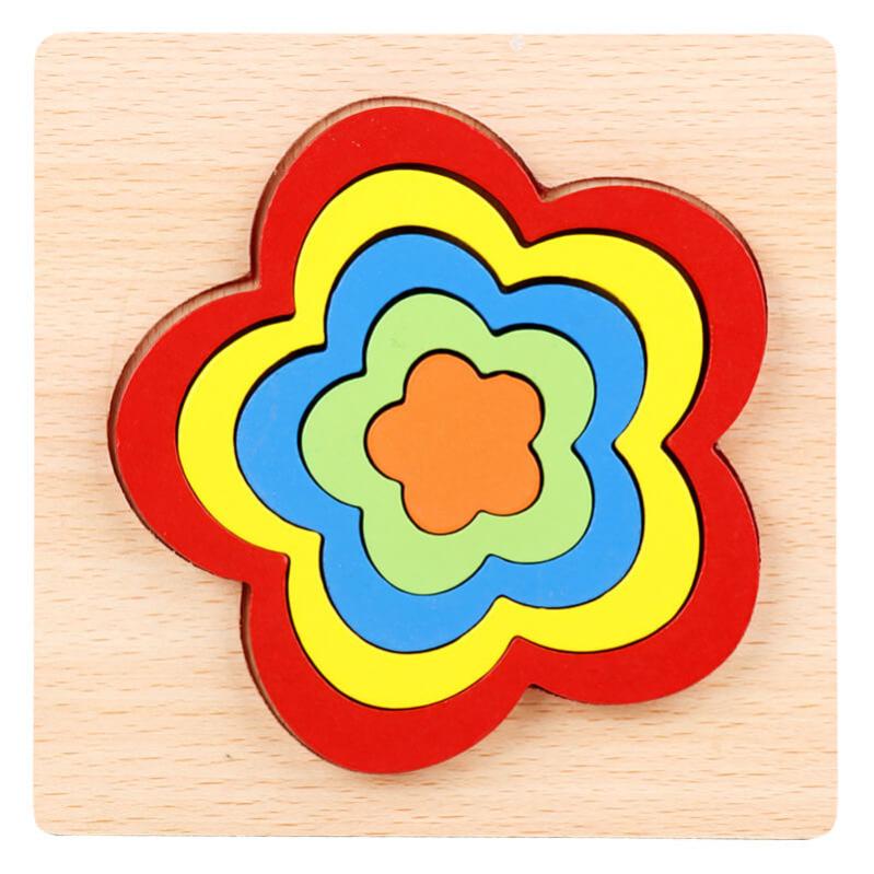 Puzzle de Formes Géométriques en Bois (Tableau d'Apprentissage Montessori)