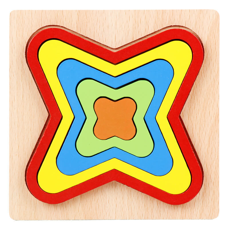 Puzzle de Formes Géométriques en Bois (Tableau d'Apprentissage Montessori)