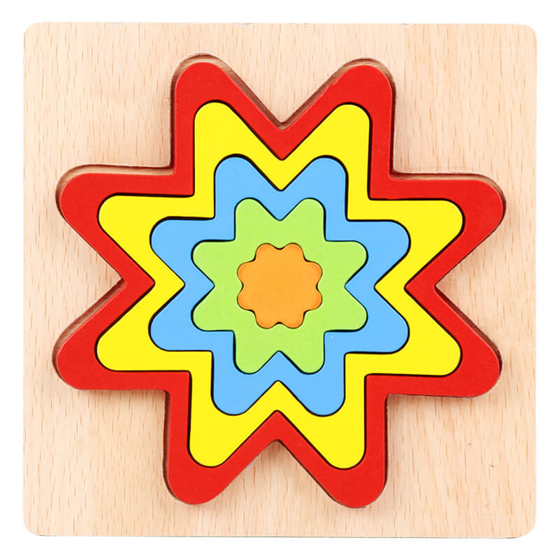 Puzzle de Formes Géométriques en Bois (Tableau d'Apprentissage Montessori)