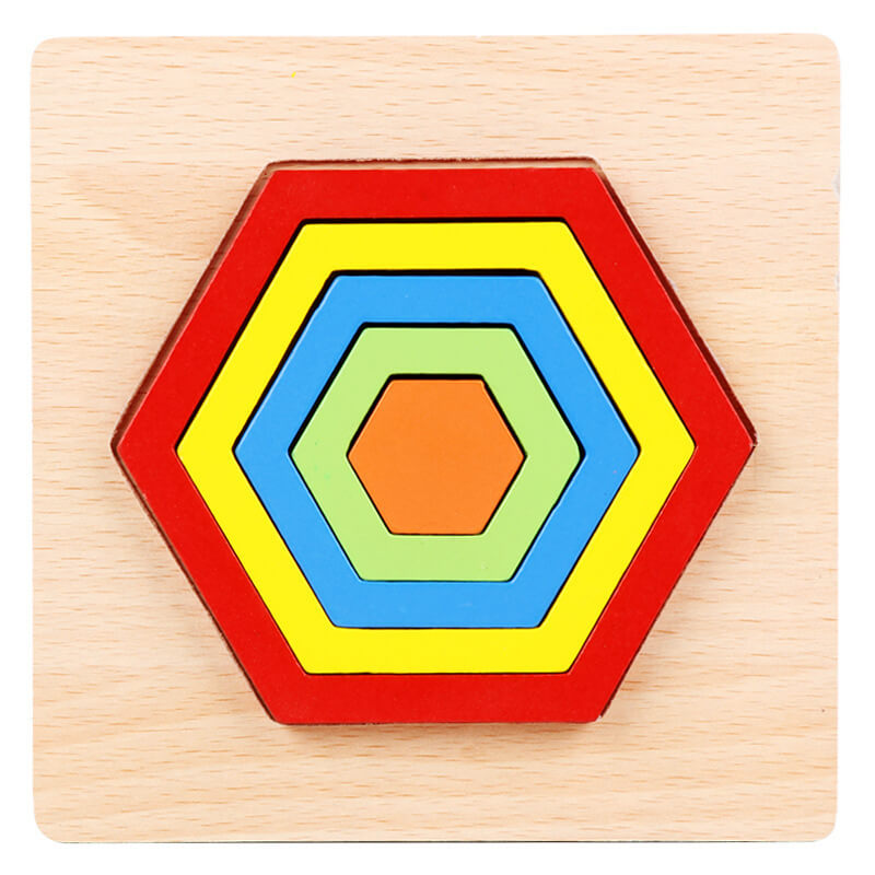 Puzzle de Formes Géométriques en Bois (Tableau d'Apprentissage Montessori)