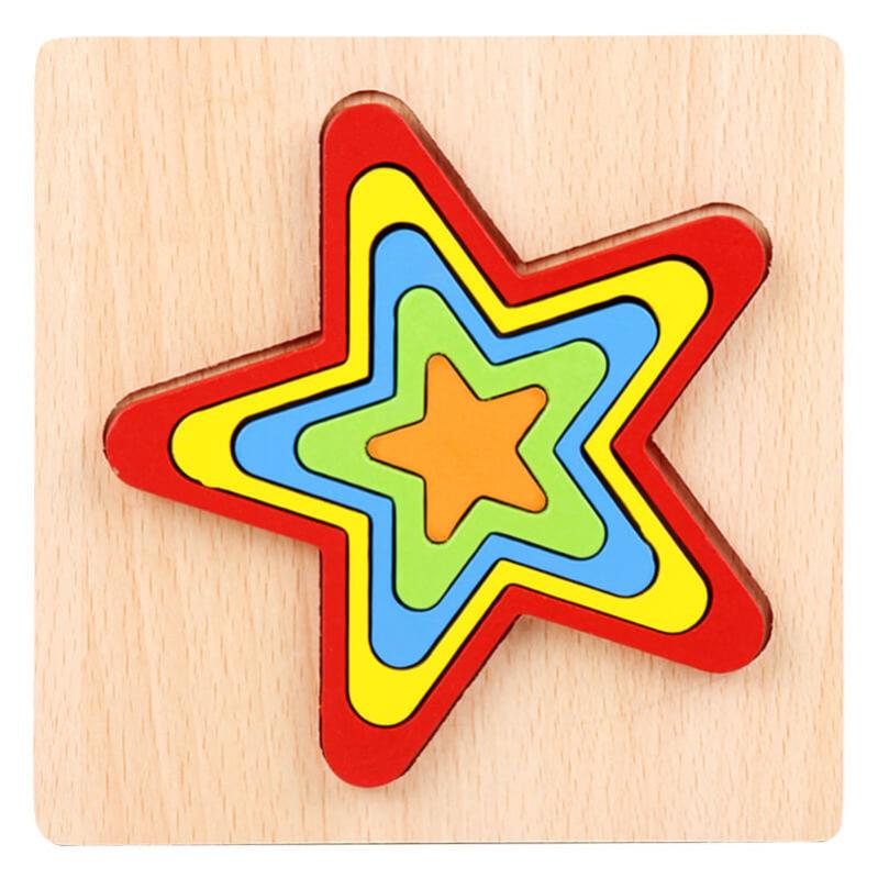 Puzzle de Formes Géométriques en Bois (Tableau d'Apprentissage Montessori)