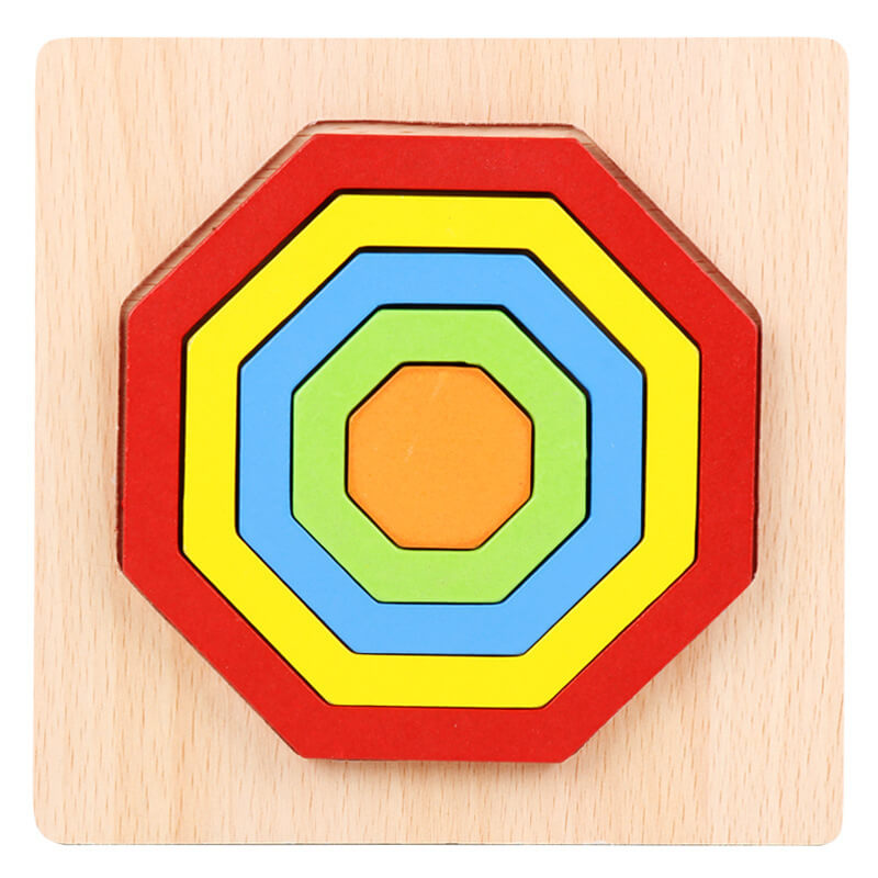 Puzzle de Formes Géométriques en Bois (Tableau d'Apprentissage Montessori)