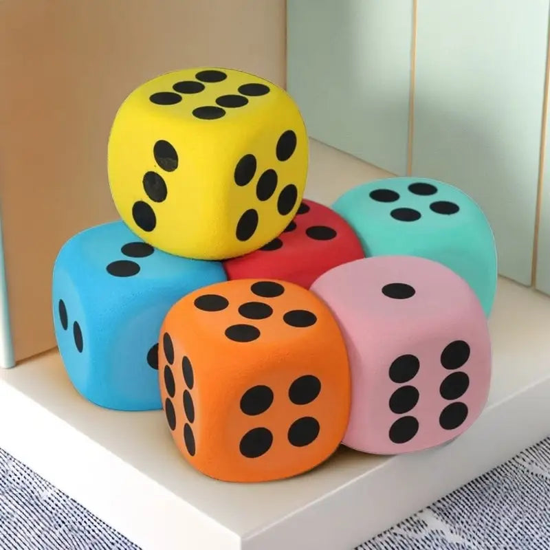 Large colorful six-sided foam die
