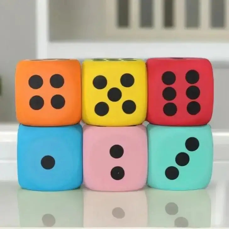 Large colorful six-sided foam die