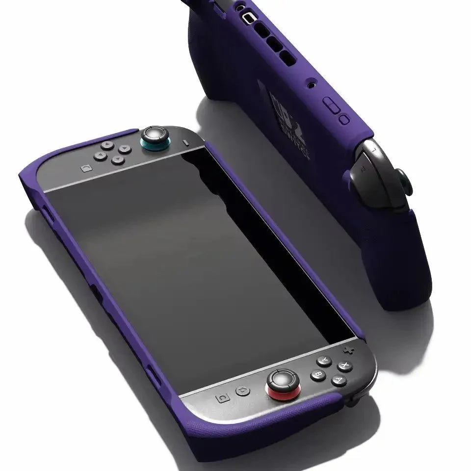 Console nintendo switch violette avec grip ergonomique et coque de protection assortie pour grip switch 2