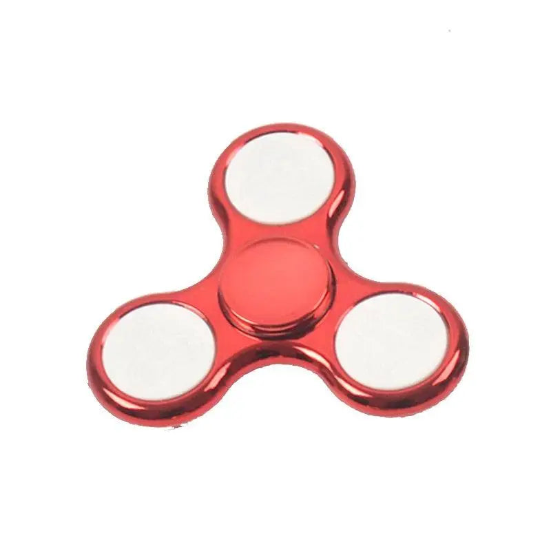 Hand spinner lumineux enfants en métal rouge avec led lumineux à trois branches et extrémités blanches circulaires