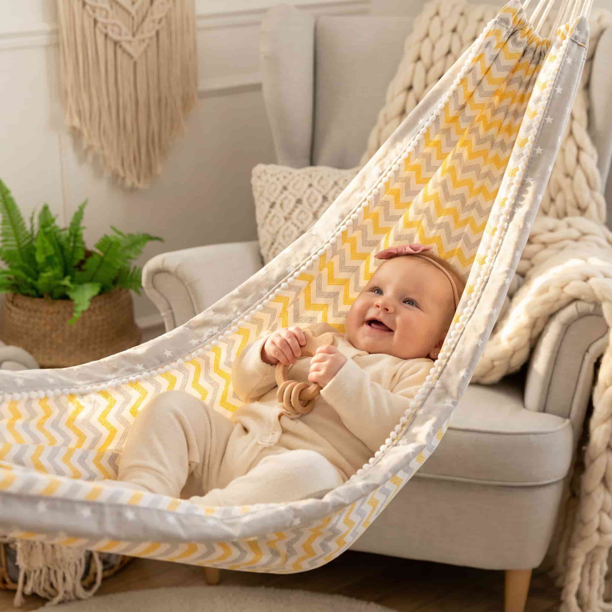 Altalena a dondolo Amaca Macramè per neonati Nordic Zen™ (Interno/Esterno)