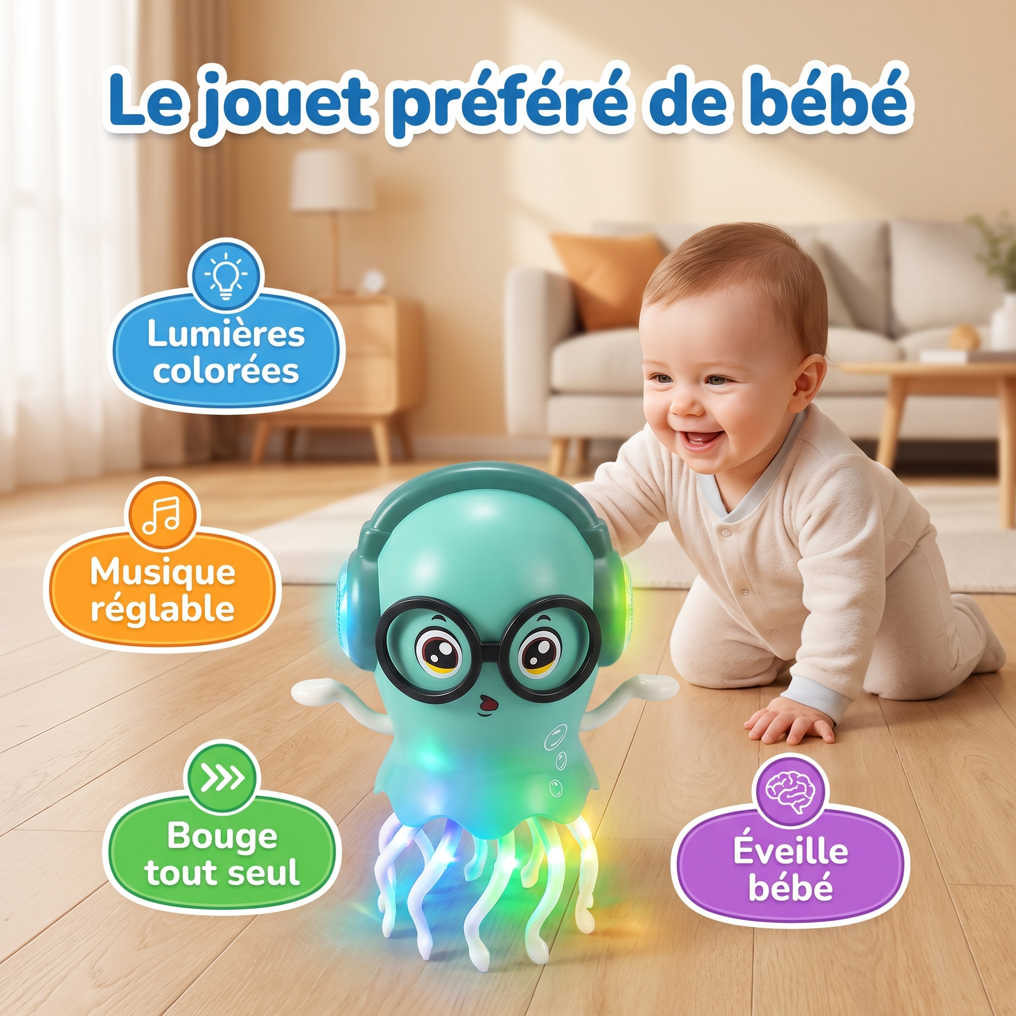 Popi® la Pieuvre - 🐙 Le jouet qui fait rire bébé à tous les coups