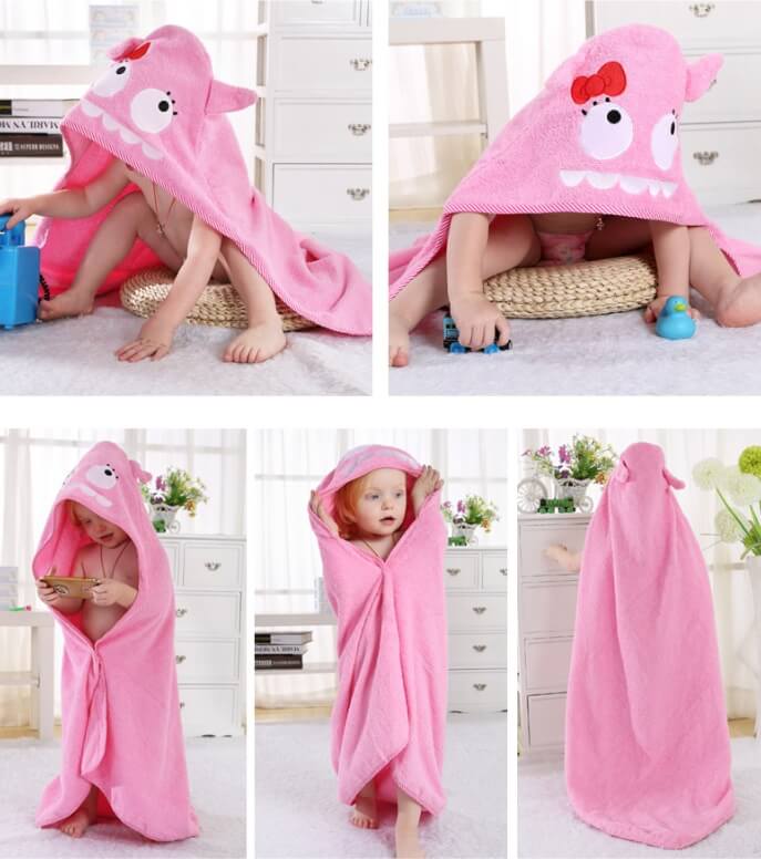 CuddleSoft™ Serviette de Bain à Capuche Ultra-Absorbante (Polaire Corail)