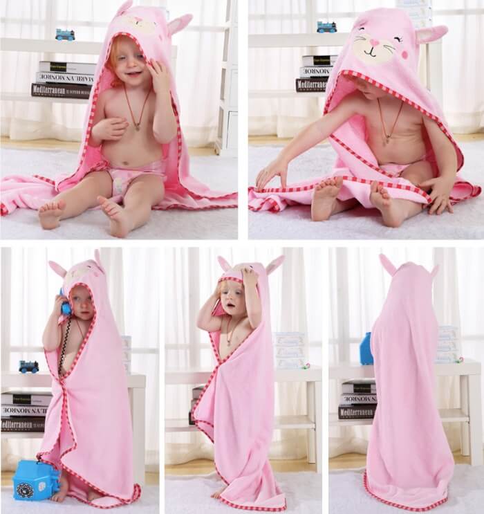 CuddleSoft™ Serviette de Bain à Capuche Ultra-Absorbante (Polaire Corail)