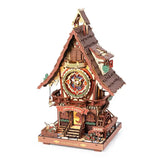 Détail d une horloge coucou mécanique 3d en bois avec facade marron crème et engrenages visibles horloge coucou bois