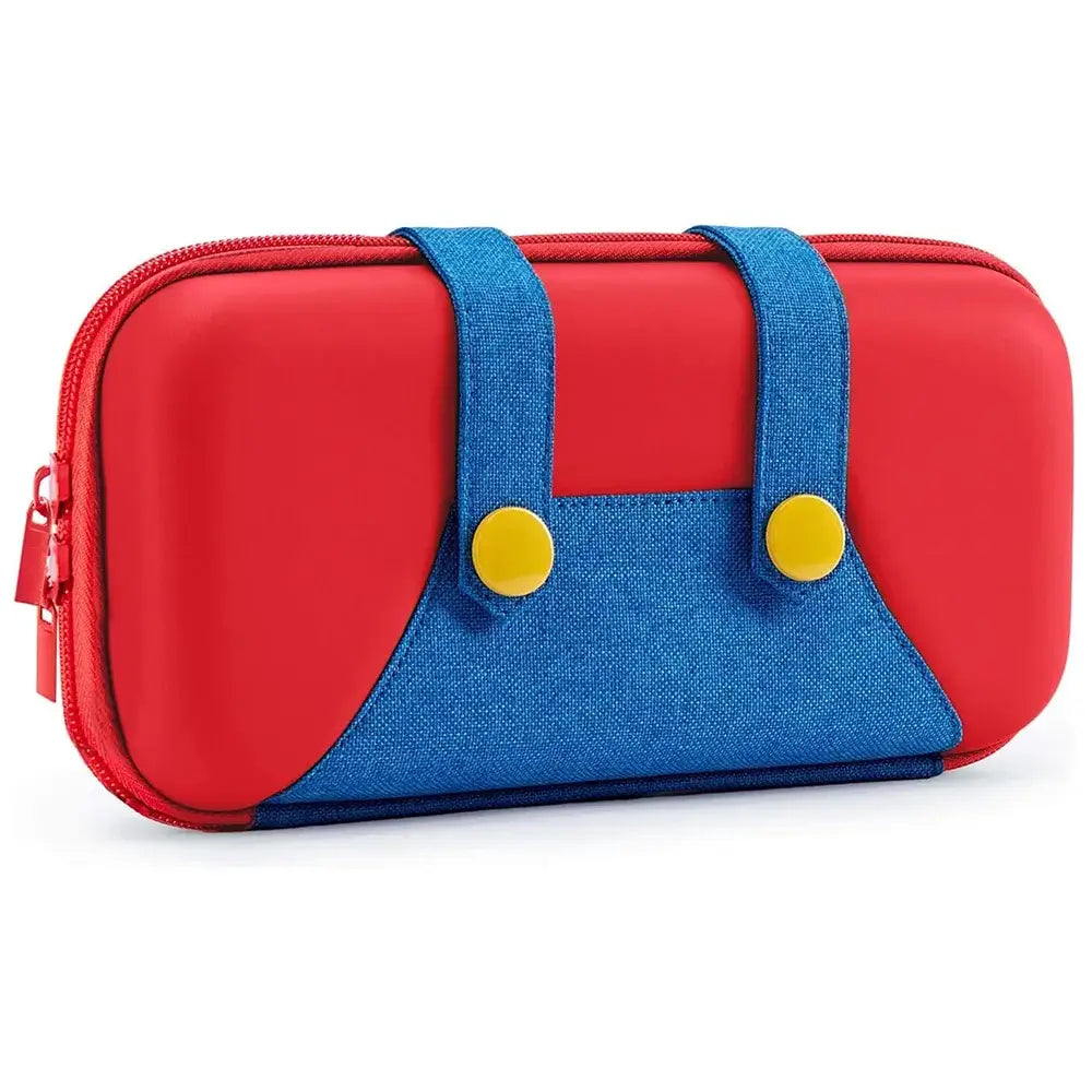 Housse de protection rigide switch 2 rouge et bleu mario avec boutons jaunes pour une protection rigide switch robuste