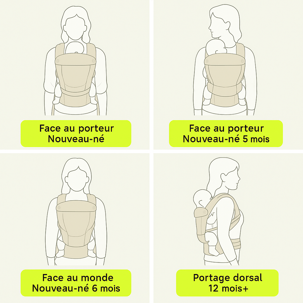 Porte-Bébé Ergonomique Évolutif 0-36 Mois - Azura