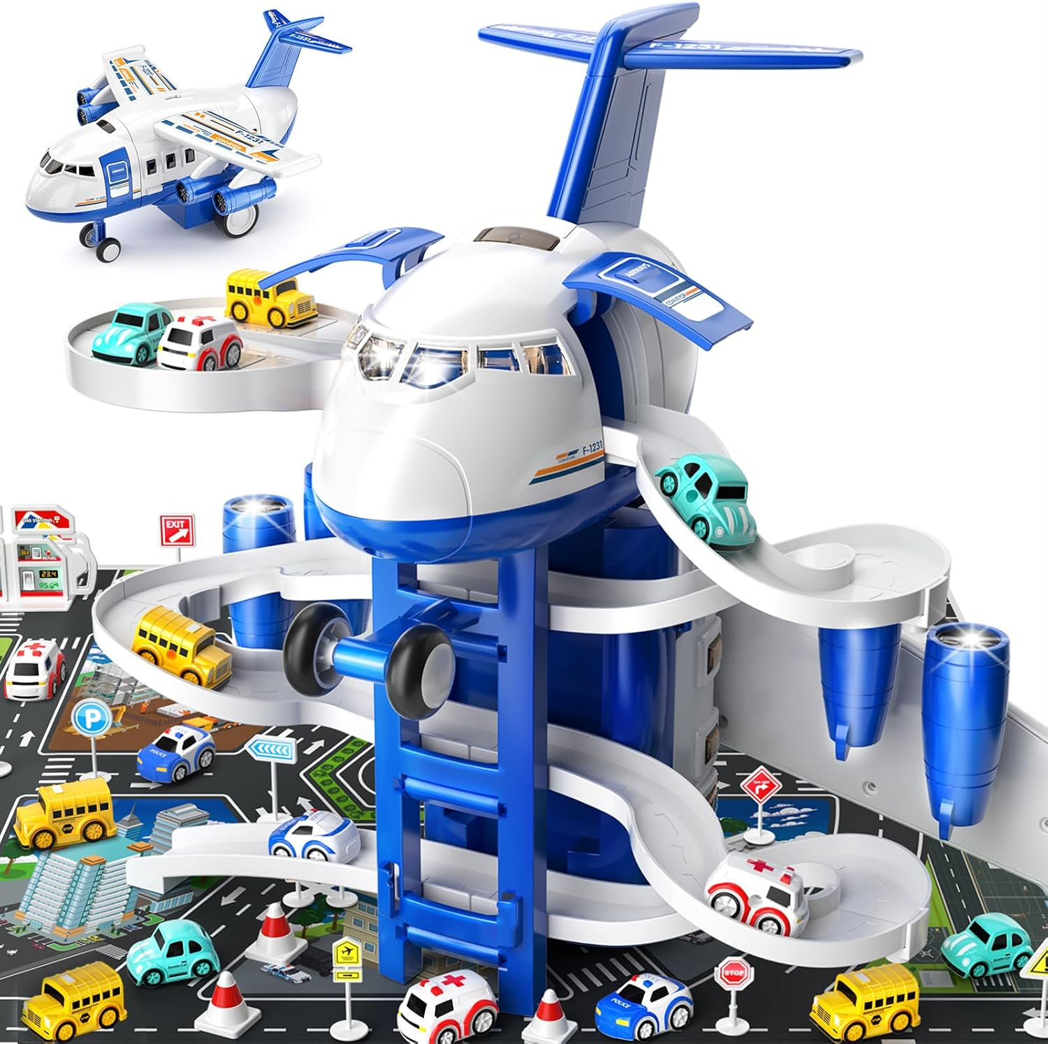 Kids' Airplane Toy and Car Tracks