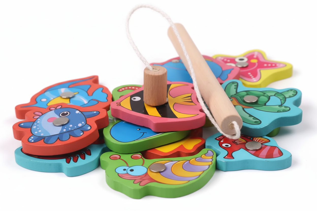 Jeu de pêche magnétique en bois Montessori pour enfants