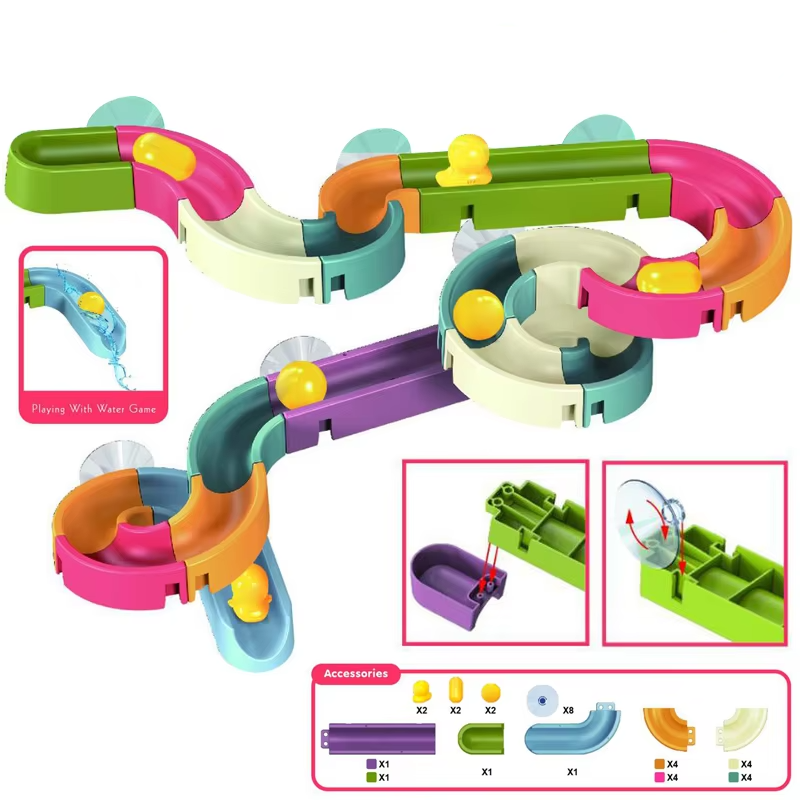 Suction Cup Track with Marbles and Ducks