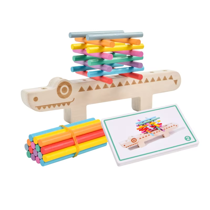 Jeu d’Équilibre Crocodile Montessori en Bois