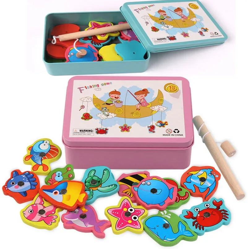 Jeu de pêche magnétique en bois Montessori pour enfants