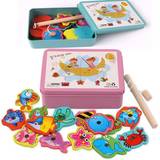 Jeu de pêche magnétique en bois Montessori pour enfants