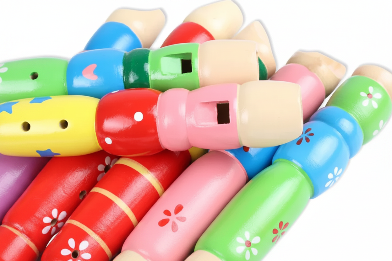 Wooden Colored Flutes for Children – Set of 3 Pieces