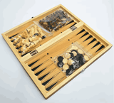Jeu d’échecs bois magnétique 3 en 1 – Échecs, Dames & Backgammon