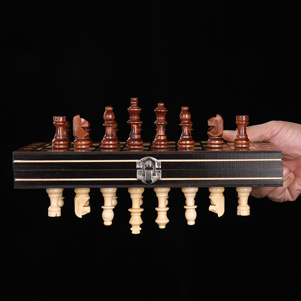 Jeu d’échecs bois magnétique 3 en 1 – Échecs, Dames & Backgammon