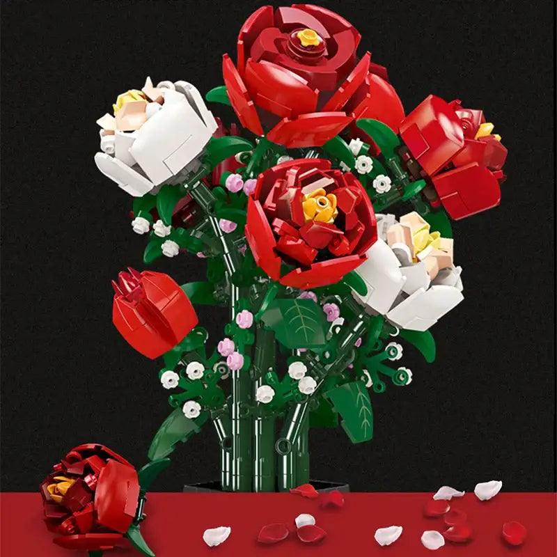 Building Game Red Rose Vase