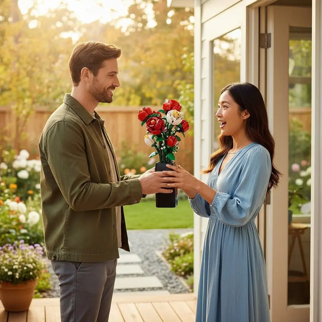 Building Game Red Rose Vase