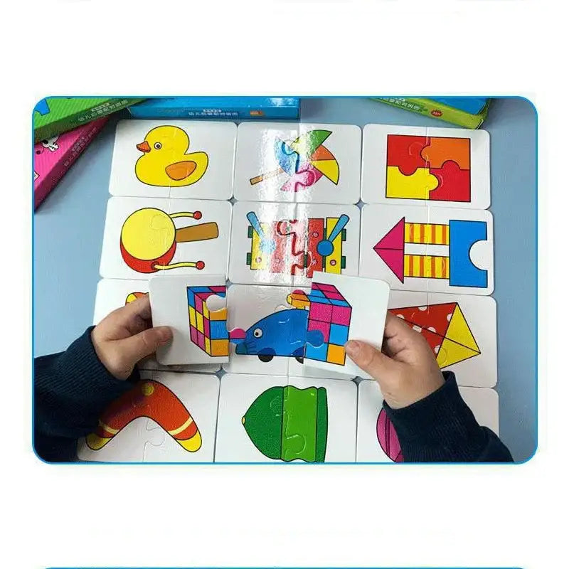 Jeu de cartes puzzle pour tout-petits avec cartes puzzle colorées, pièces épaisses adaptées aux petites mains