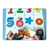 Jeu de cartes puzzle pour tout-petits avec pièces épaisses colorées en forme de nombres et formes pour petites mains