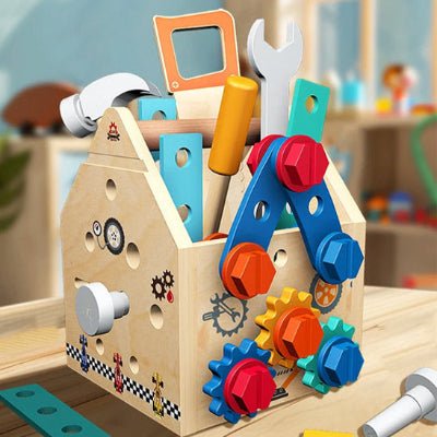 Jeu de construction en bois - Boîte à Outils Montessori