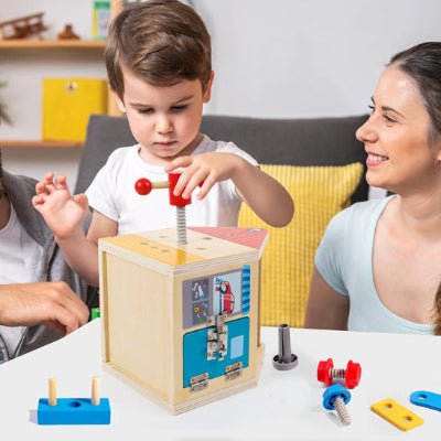 Jeu de construction en bois - Boîte à Outils Montessori