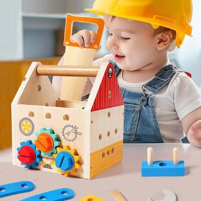 Jeu de construction en bois - Boîte à Outils Montessori