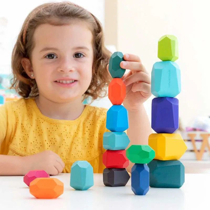 Gioco di impilamento - Sassi in legno impilabili