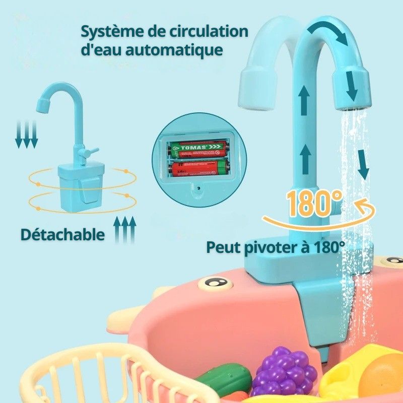 Jeu d'imitation réaliste et éducatif - Mini-Évier pour enfants