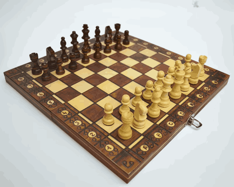 Jeu d’échecs bois magnétique 3 en 1 – Échecs, Dames & Backgammon