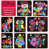 Jeu éducatif autocollant paillettes avec personnages festifs colorés en papier pailleté pour coordination œil-main