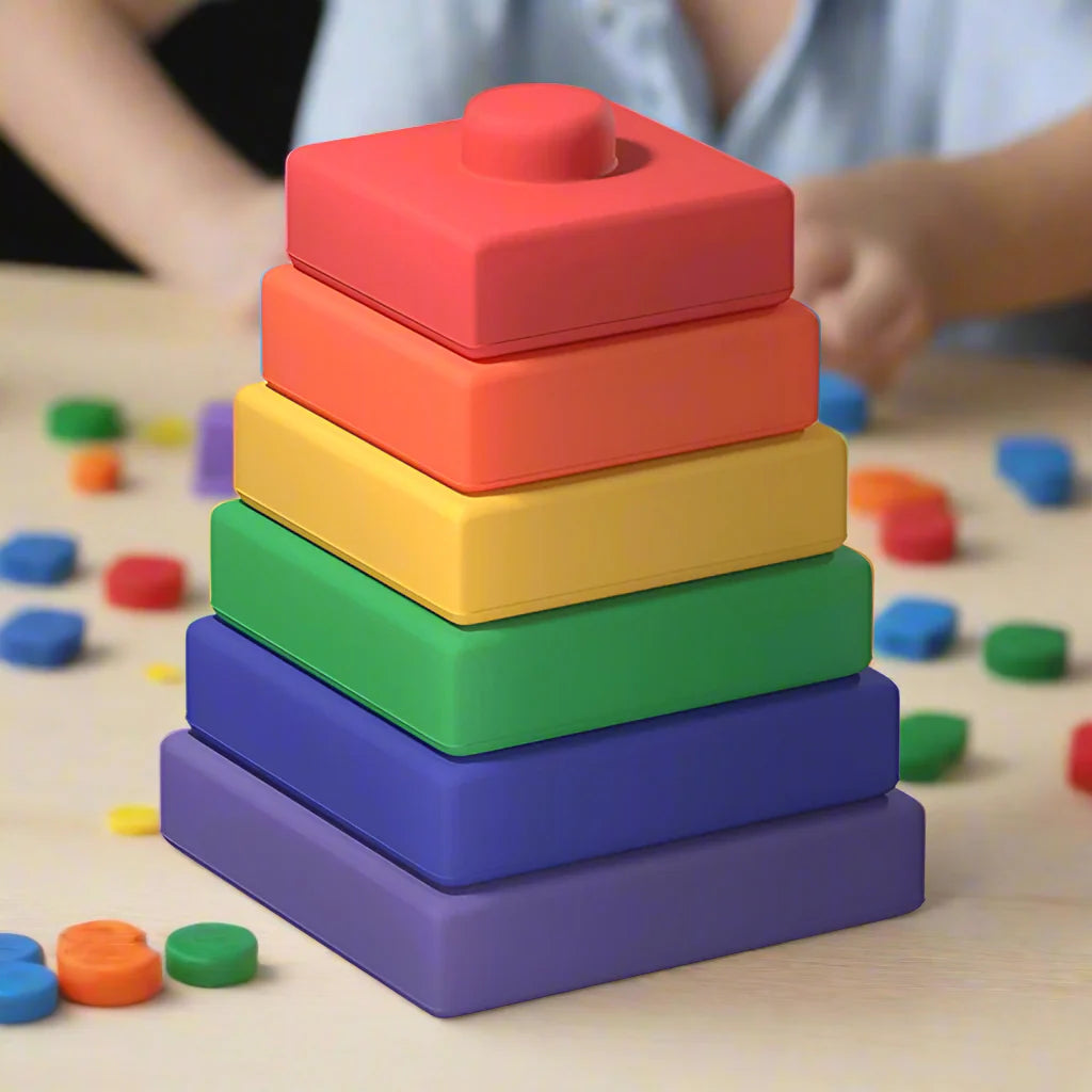 Giocattolo da costruzione con anelli in silicone | TeetheStack
