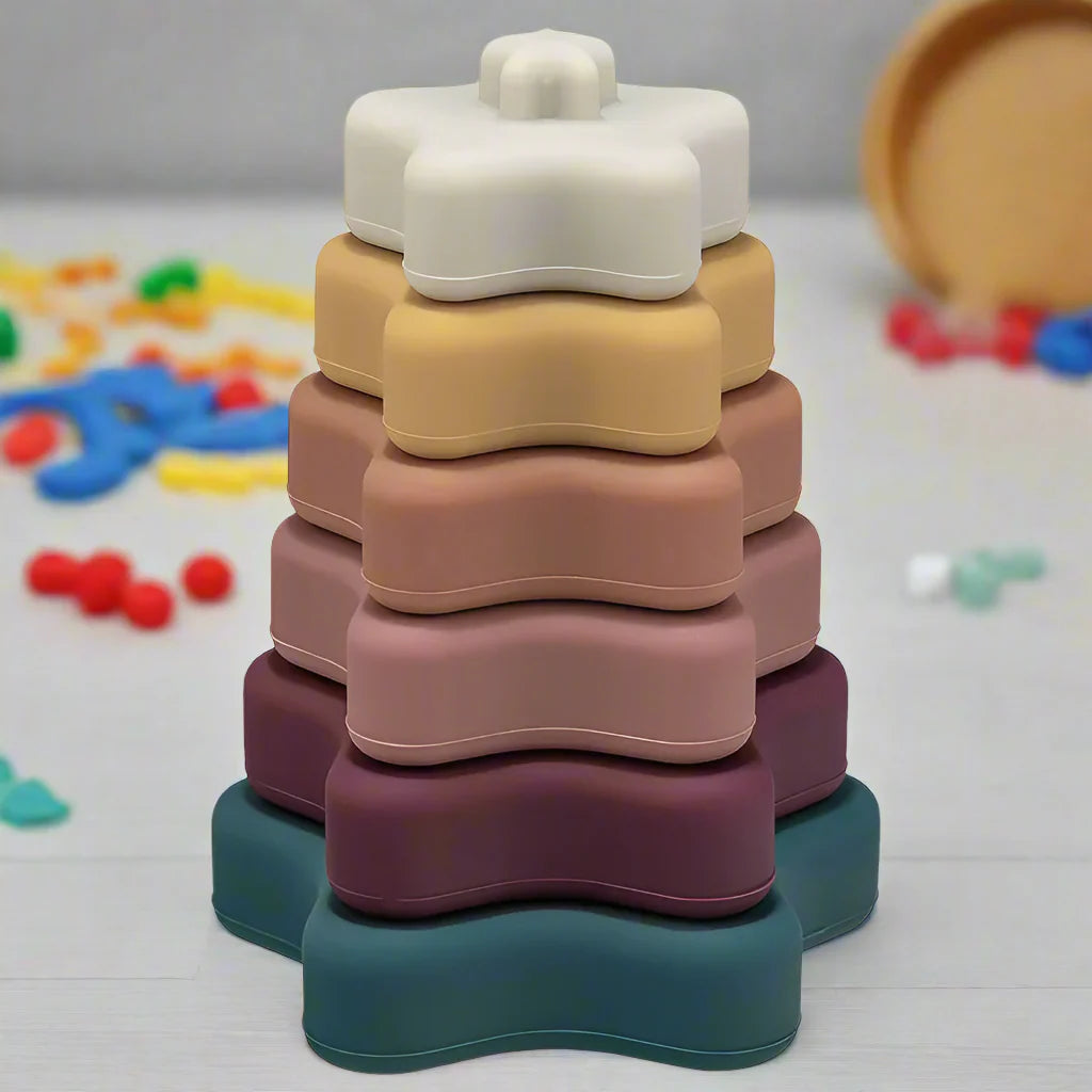 Giocattolo da costruzione con anelli in silicone | TeetheStack