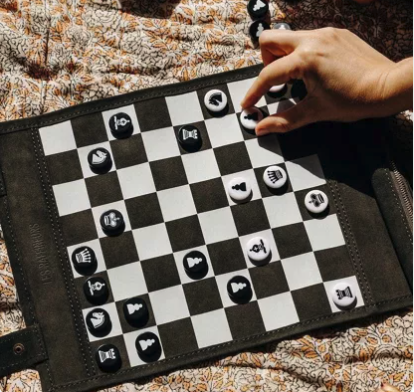 Jeu d’échecs et dames de voyage - tapis en velours premium