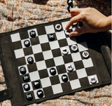 Jeu d’échecs et dames de voyage - tapis en velours premium